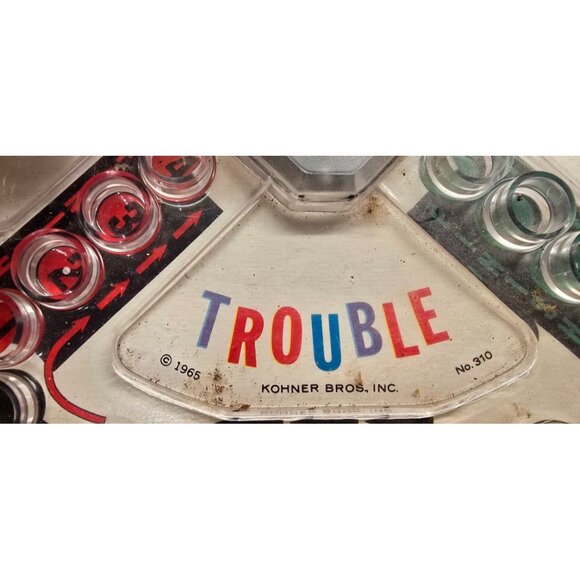 Vintage 1965 Trouble Board Game By Kohner Bros. Pop-O-Matic Chase Game Complete - Picture 6 of 6